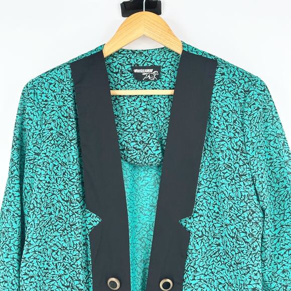 VTG 80s 90s Whirlaway Women Chiffon Lightweight Print Blazer L/XL Retro Colorful - Picture 2 of 6